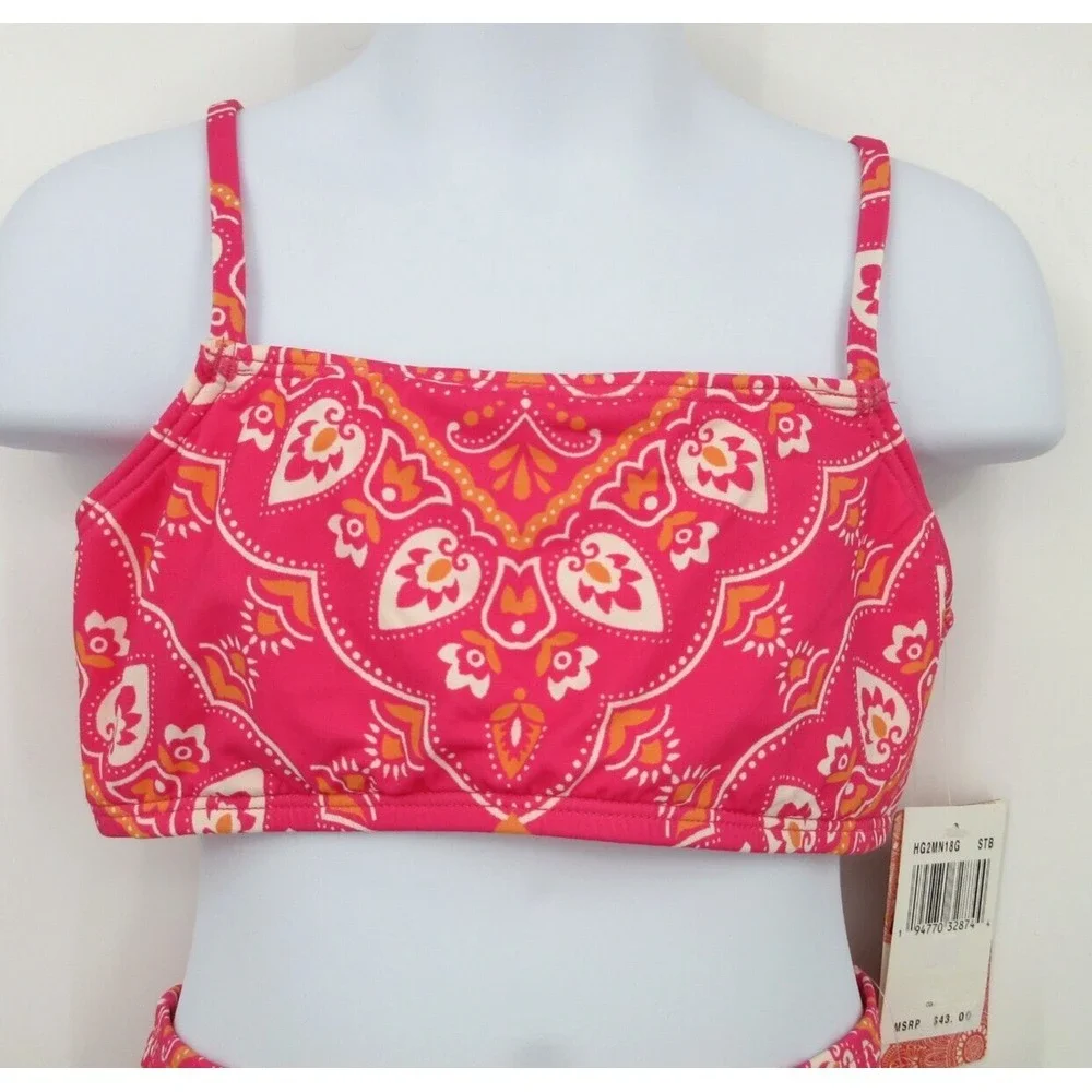 HOBIE GIRLS‎ BANDANA 2 PIECE BIKINI SWIMSUIT Girl's Size 7 PINK